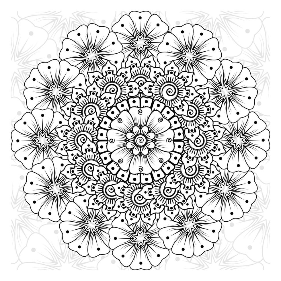 patrón circular en forma de mandala para henna, mehndi, tatuaje, decoración. adorno decorativo en estilo étnico oriental. página de libro para colorear. vector