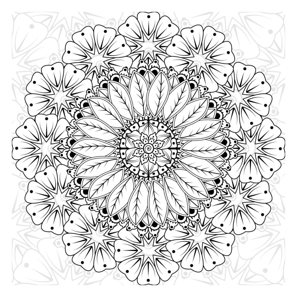 patrón circular en forma de mandala para henna, mehndi, tatuaje, decoración. adorno decorativo en estilo étnico oriental. página de libro para colorear. vector