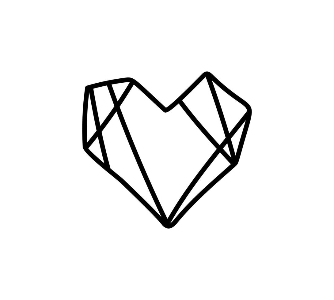 Vector Heart icon in Polygon style. Geometric monoline love Logo. Illustration Design for greeting card, business card and wedding or valentines day