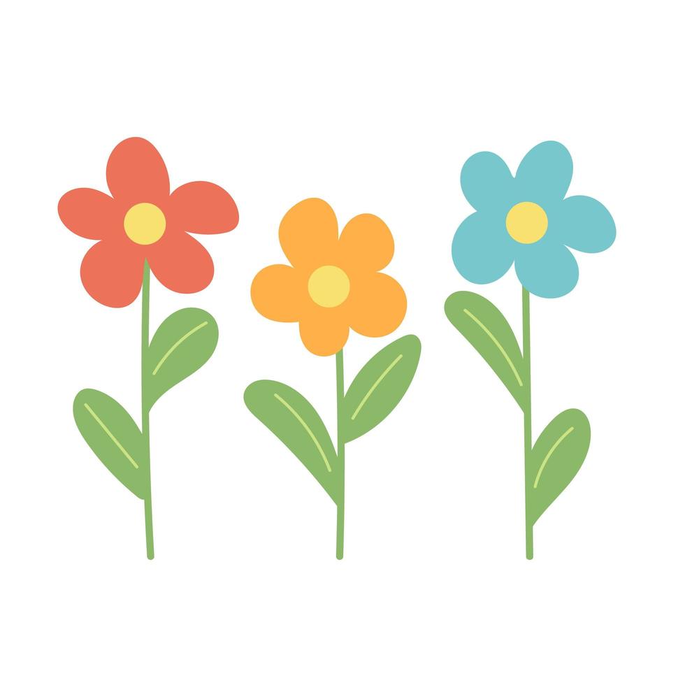 Spring flowers growing. Simple vector illustration in cartoom style