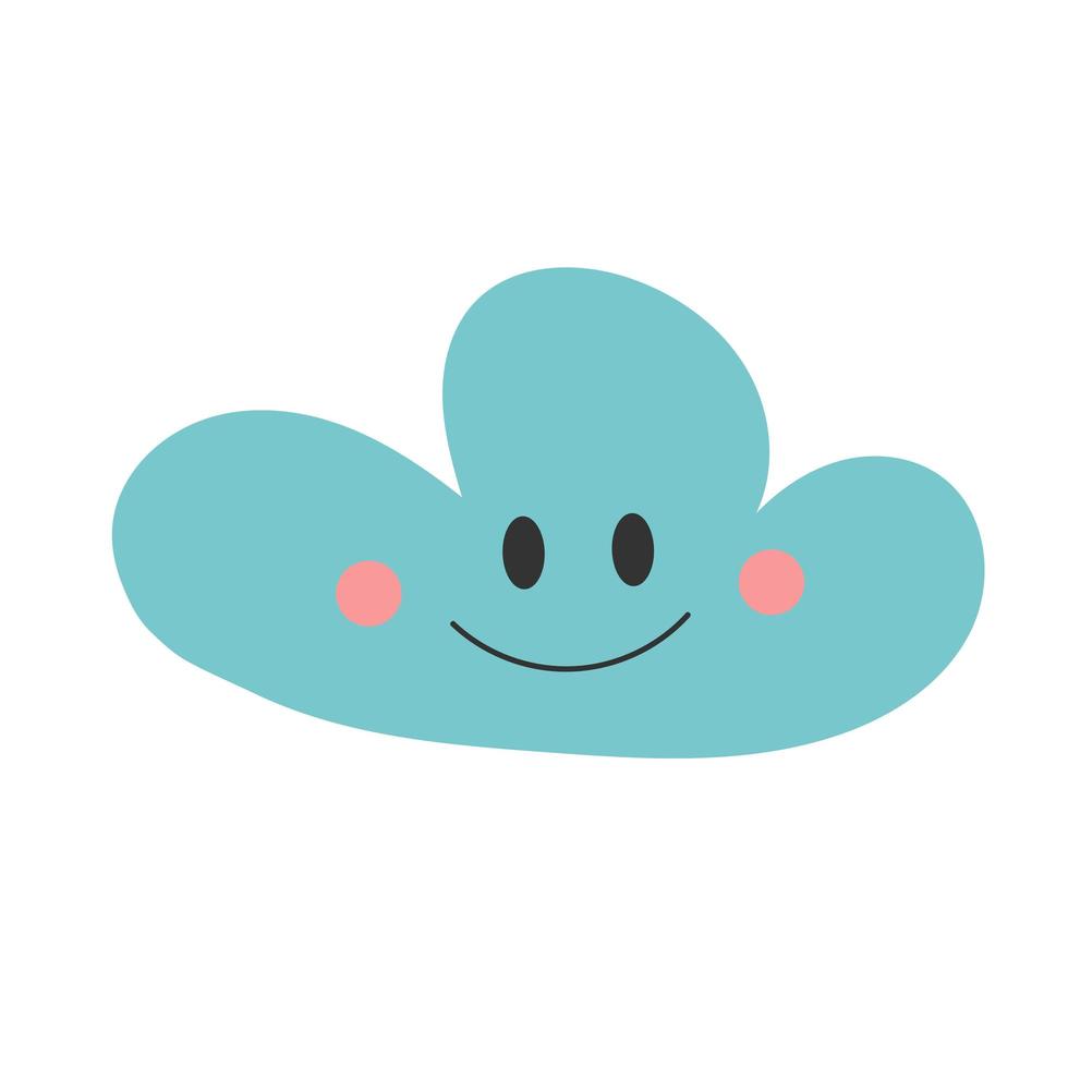 Linda impresión dibujada a mano con feliz nube sonriente. ilustración vectorial sencilla. vector