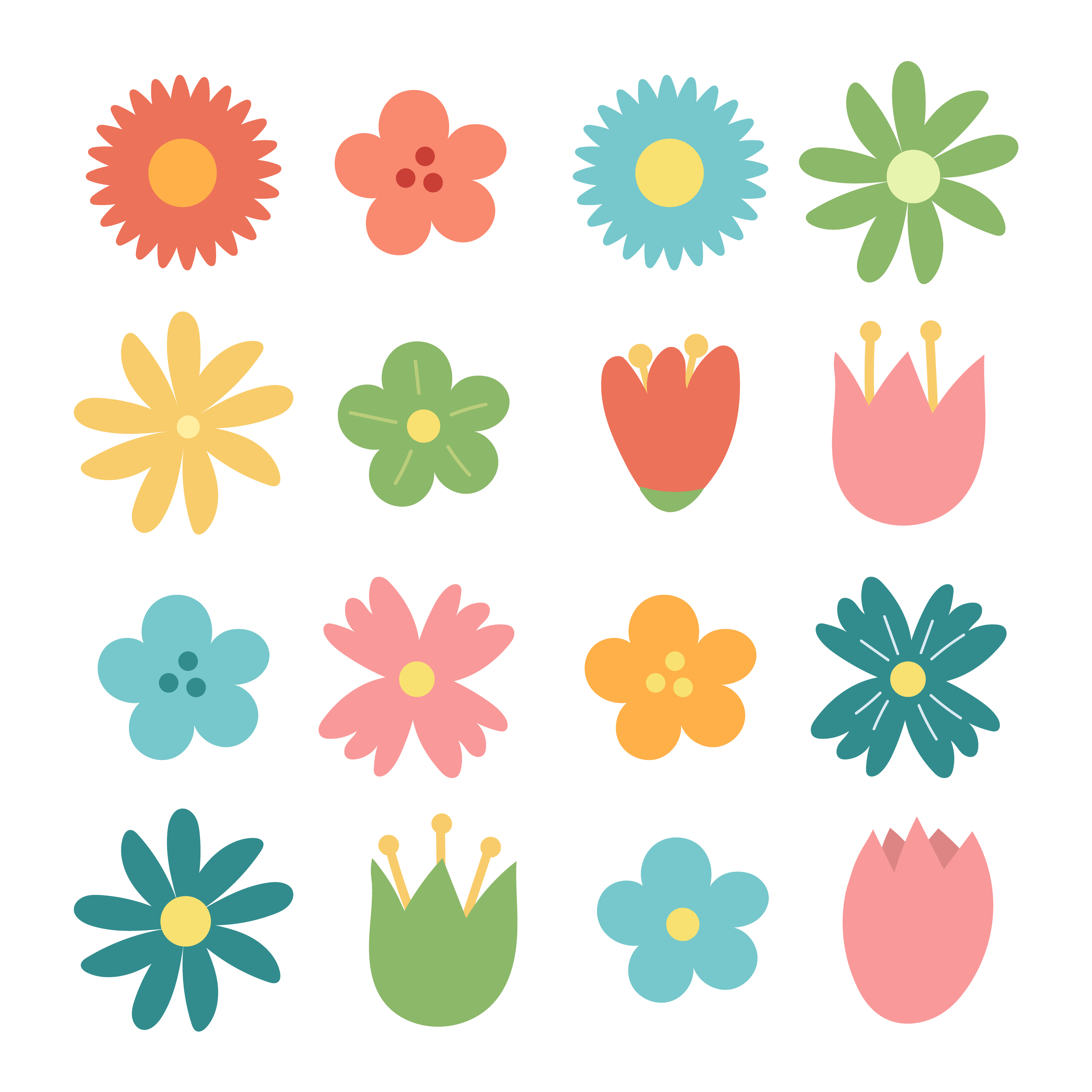 Set of hand drawn flower icons isolated on white. Cute cartoon design 5476489 Vector Art at Vecteezy Set of hand drawn flower icons isolated on white. Cute cartoon design 5476489 Vector Art at Vecteezy