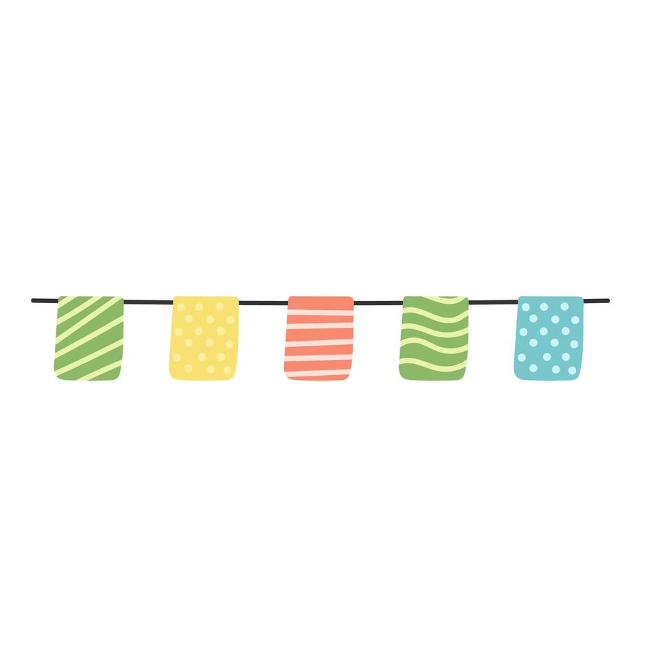 Vector cute pennants icon. Beautiful flags of red. Flat cartoon style.