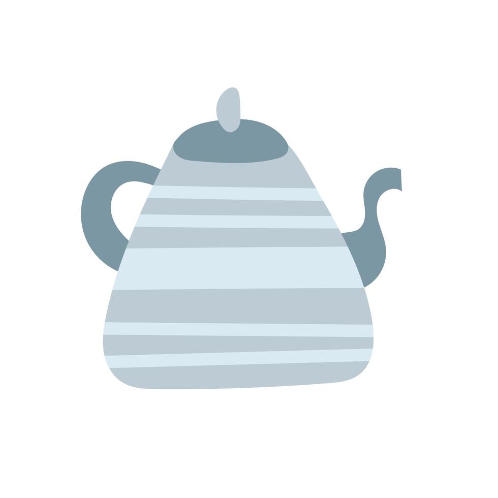 Kettle - hand drawn vector doodle illustration. Cartoon pot on white