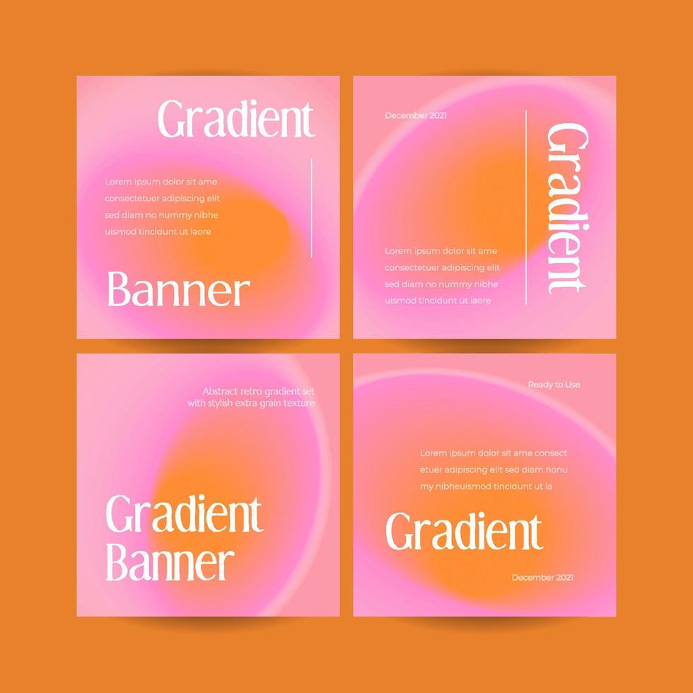 Square web banner template retro gradients colorful abstract blurry vector