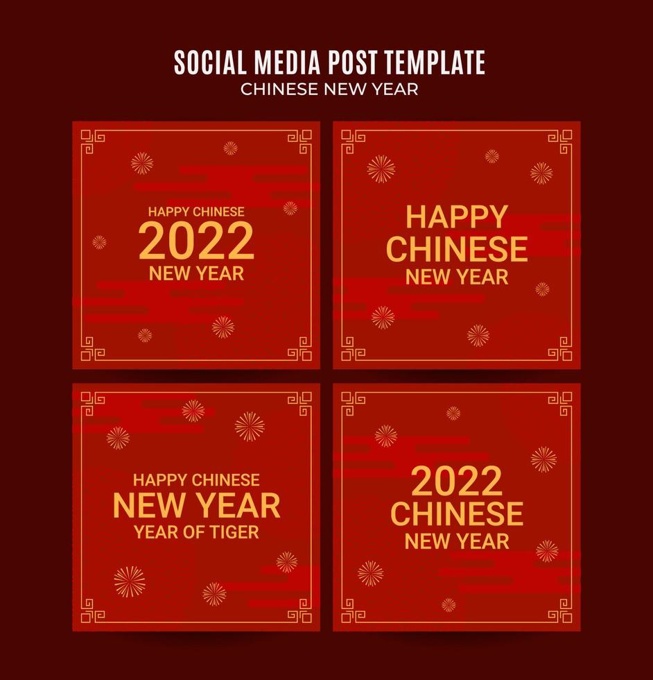 plantilla de publicación de instagram de banner web de año nuevo chino cuadrado 2022 vector