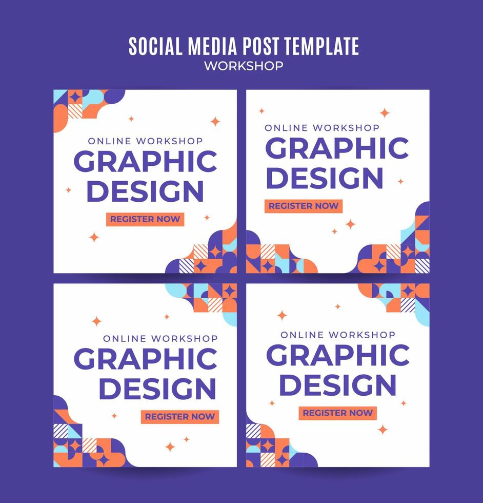 instagram post pack taller web banner plantilla retro colorido abstracto espacio área vector