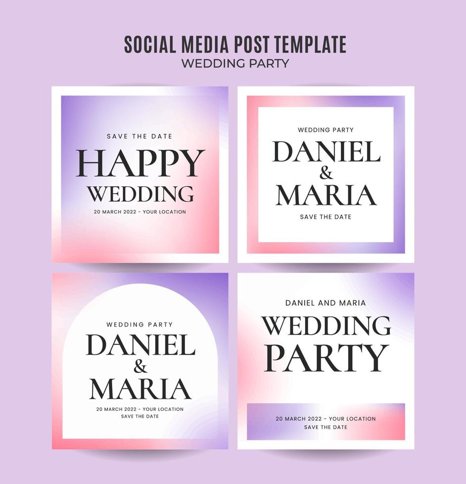 instagram post wedding invitation web banner template retro gradients elegance abstract blurry space area vector