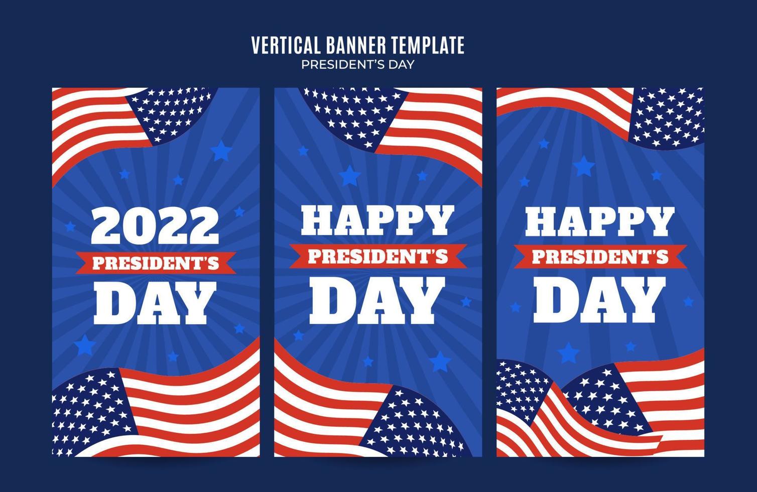 feliz dia de los presidentes en estados unidos. feriado federal en estados unidos. celebrado en febrero. historia de instagram, póster vertical, banner web, área espacial y fondo vector