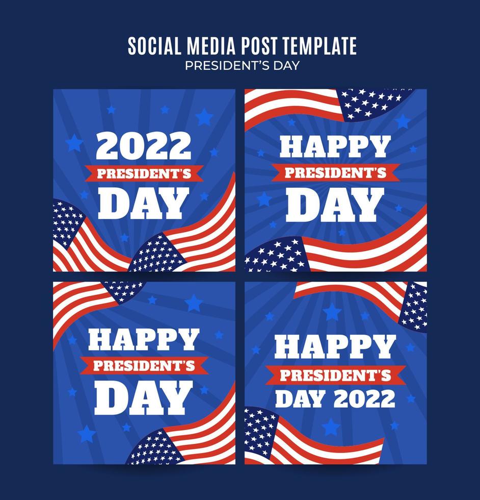 Happy Presidents day in United States. Federal holiday in America. Celebrated in February. Instagram post, Poster, web banner, space area and background vector