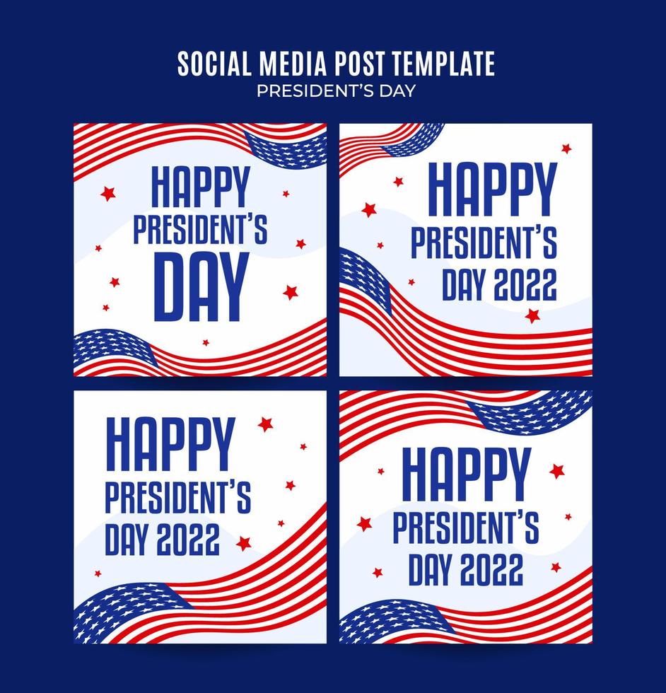 Happy Presidents day in United States. Federal holiday in America. Celebrated in February. Instagram post, Poster, web banner, space area and background vector