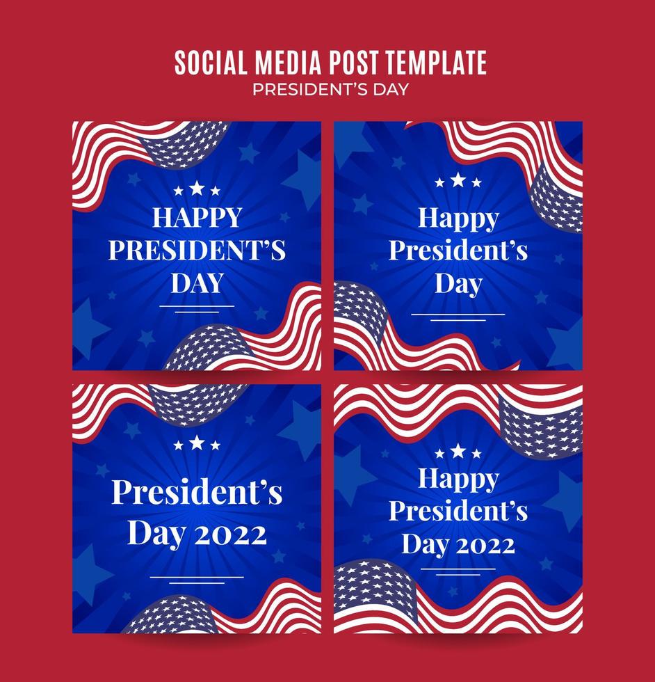 Happy Presidents day in United States. Federal holiday in America. Celebrated in February. Instagram post, Poster, web banner, space area and background vector