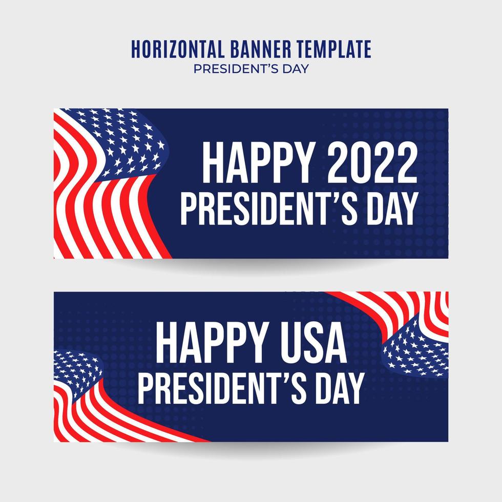 feliz dia de los presidentes en estados unidos. feriado federal en estados unidos. celebrado en febrero. cartel horizontal, pancarta, área espacial y fondo vector