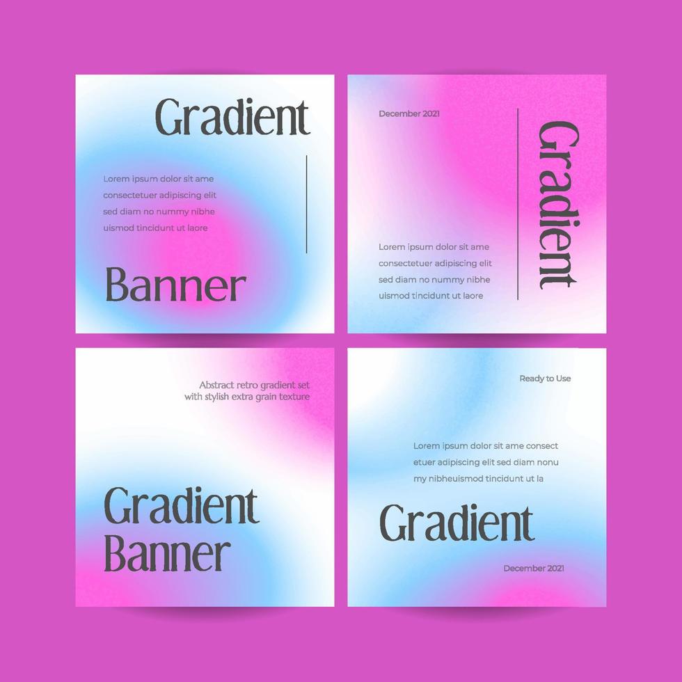 Square web banner template retro gradients colorful abstract blurry vector