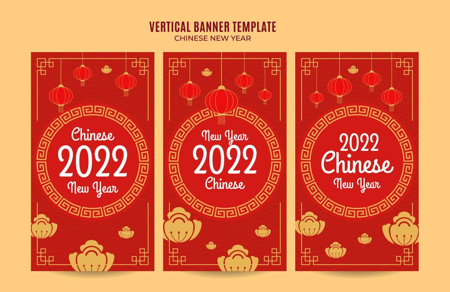 plantilla de historia de instagram de banner web de año nuevo chino vertical 2022 vector