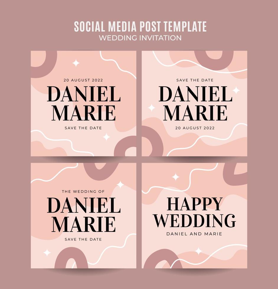 Instagram post wedding invitation web banner template minimalist elegance abstract blurry space area vector