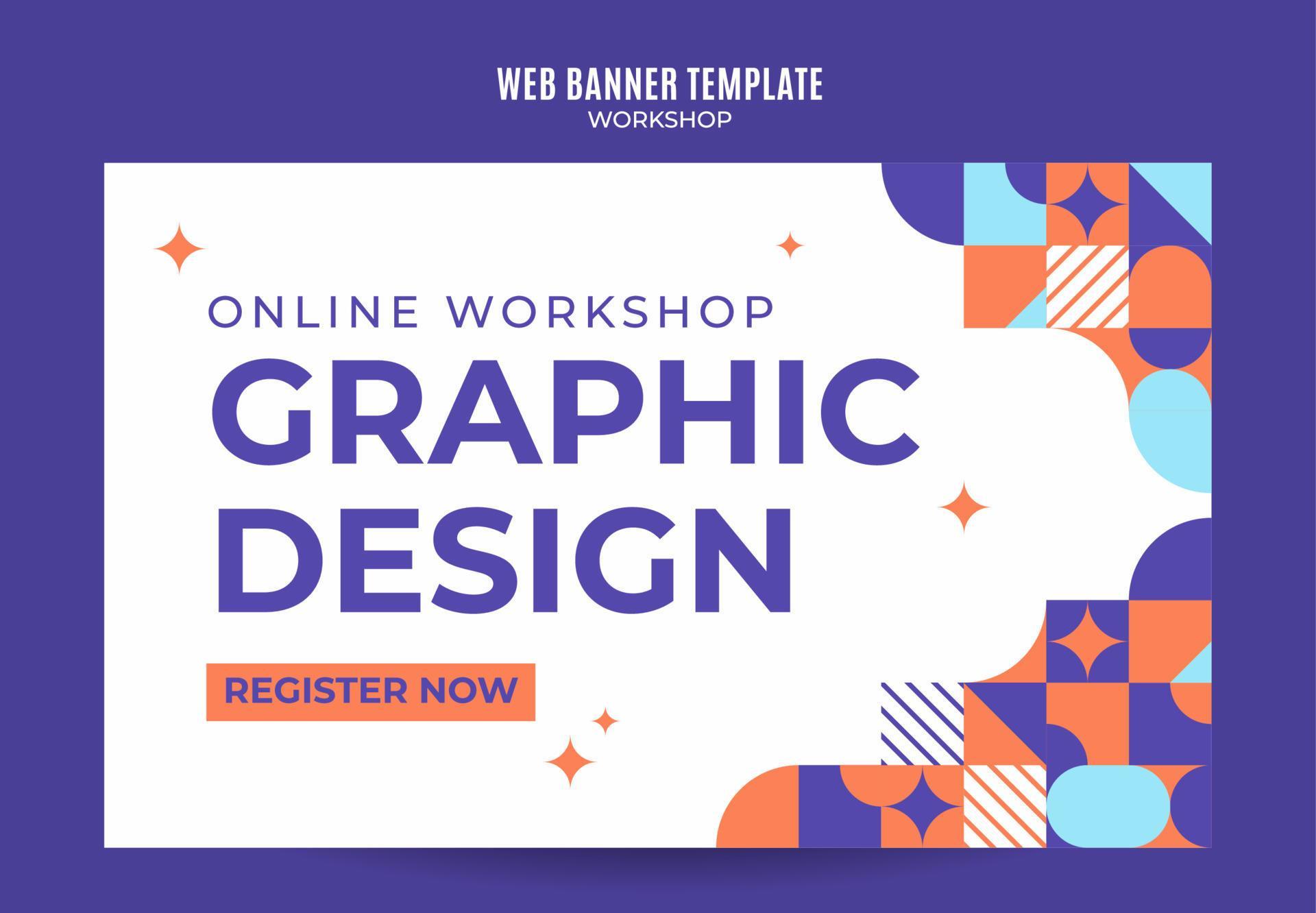 workshop web banner template retro colorful abstract space area 5476708 ...