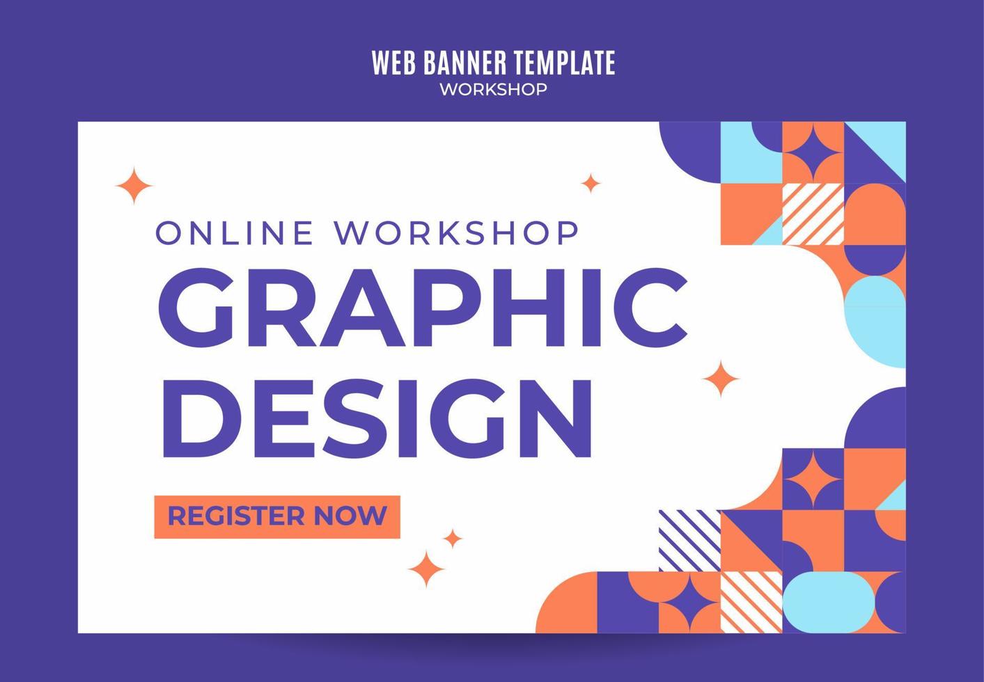 workshop web banner template retro colorful abstract space area vector