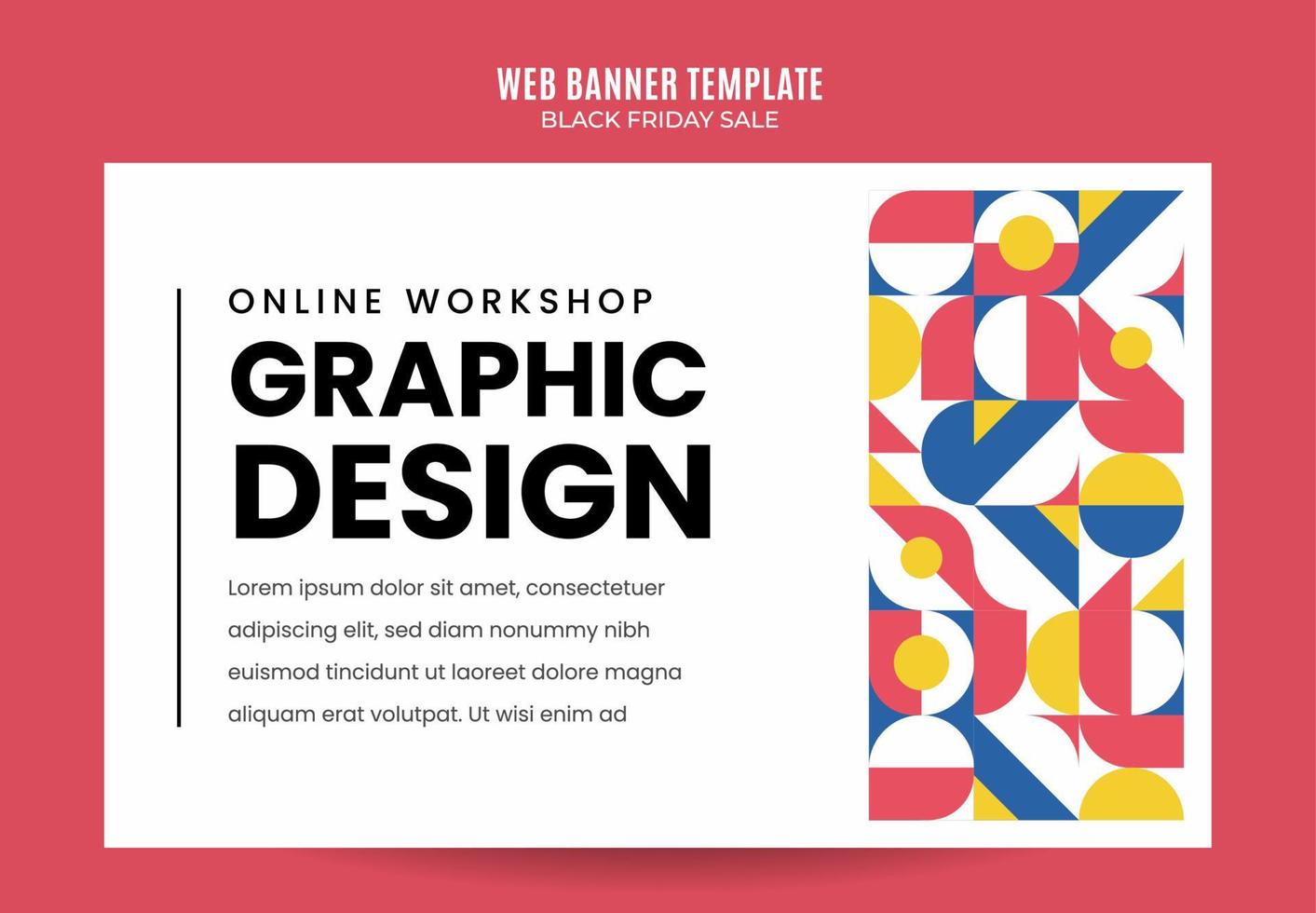 workshop web banner template retro colorful abstract space area vector