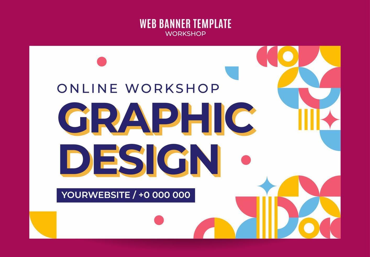 taller web banner plantilla retro colorido espacio abstracto vector