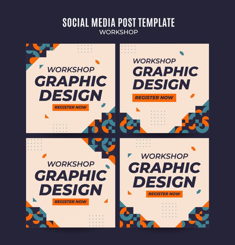 instagram post pack taller web banner plantilla retro colorido abstracto espacio área vector