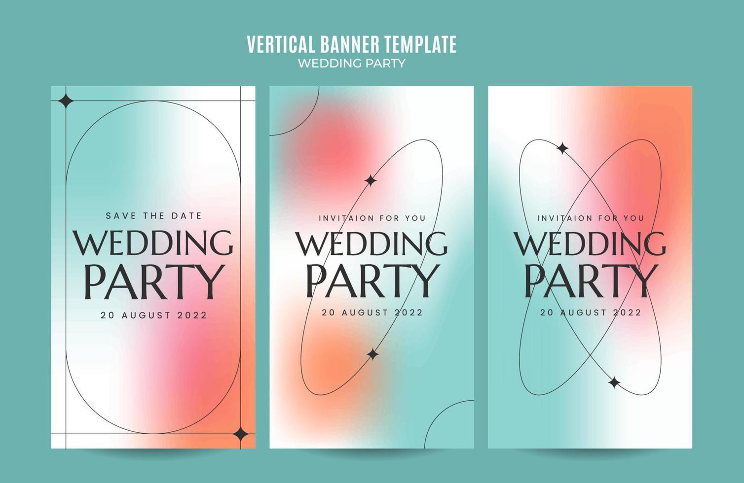 Instagram story wedding invitation web banner template retro gradients elegance abstract blurry space area vector