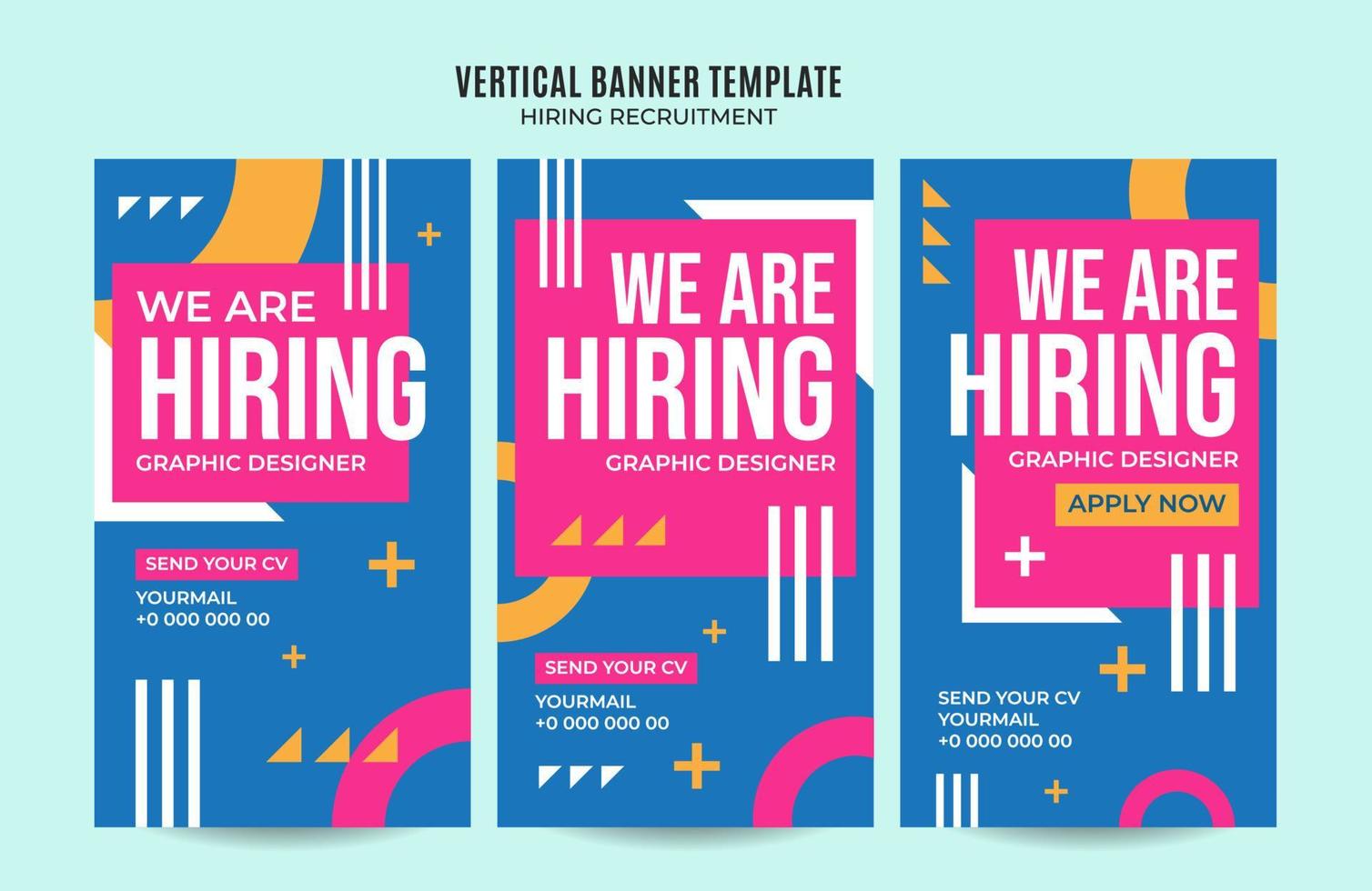 Vertical web banner vacancy template retro gradients colorful abstract blurry vector