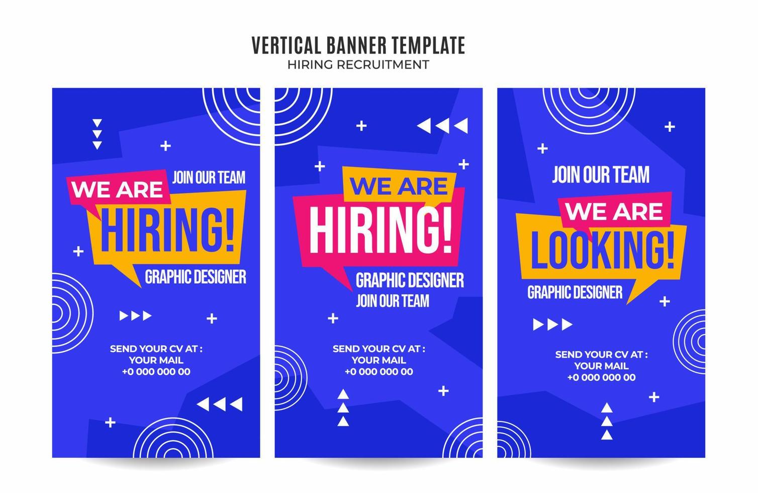 Vertical web banner vacancy template retro gradients colorful abstract blurry vector