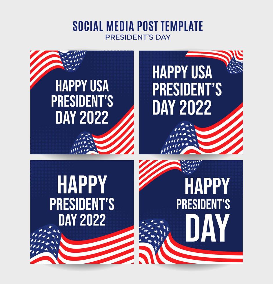 Happy Presidents day in United States. Federal holiday in America. Celebrated in February. Instagram post, Poster, web banner, space area and background vector