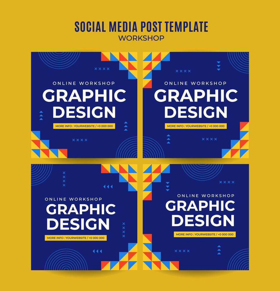 Instagram post pack workshop web banner template retro colorful abstract space area vector