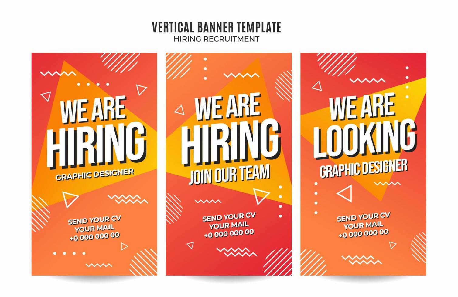 Vertical web banner vacancy template retro gradients colorful abstract blurry vector