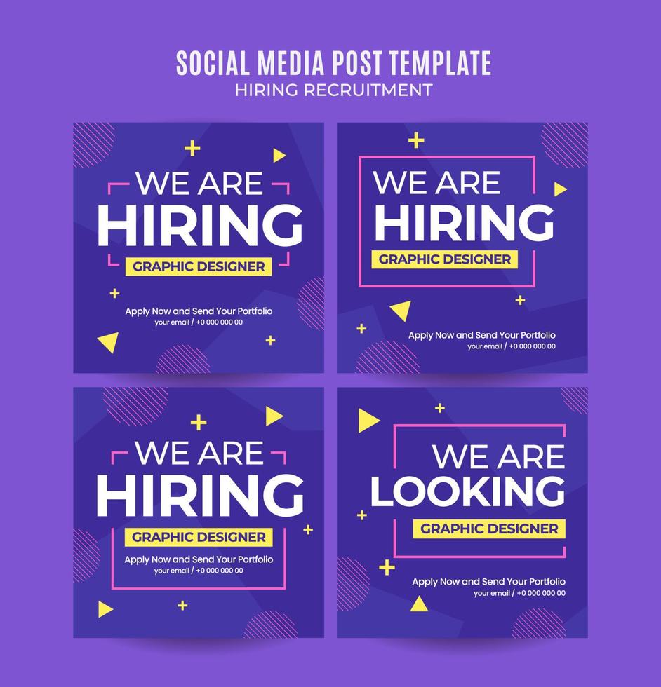 Square web banner vacancy template retro gradients colorful abstract blurry vector