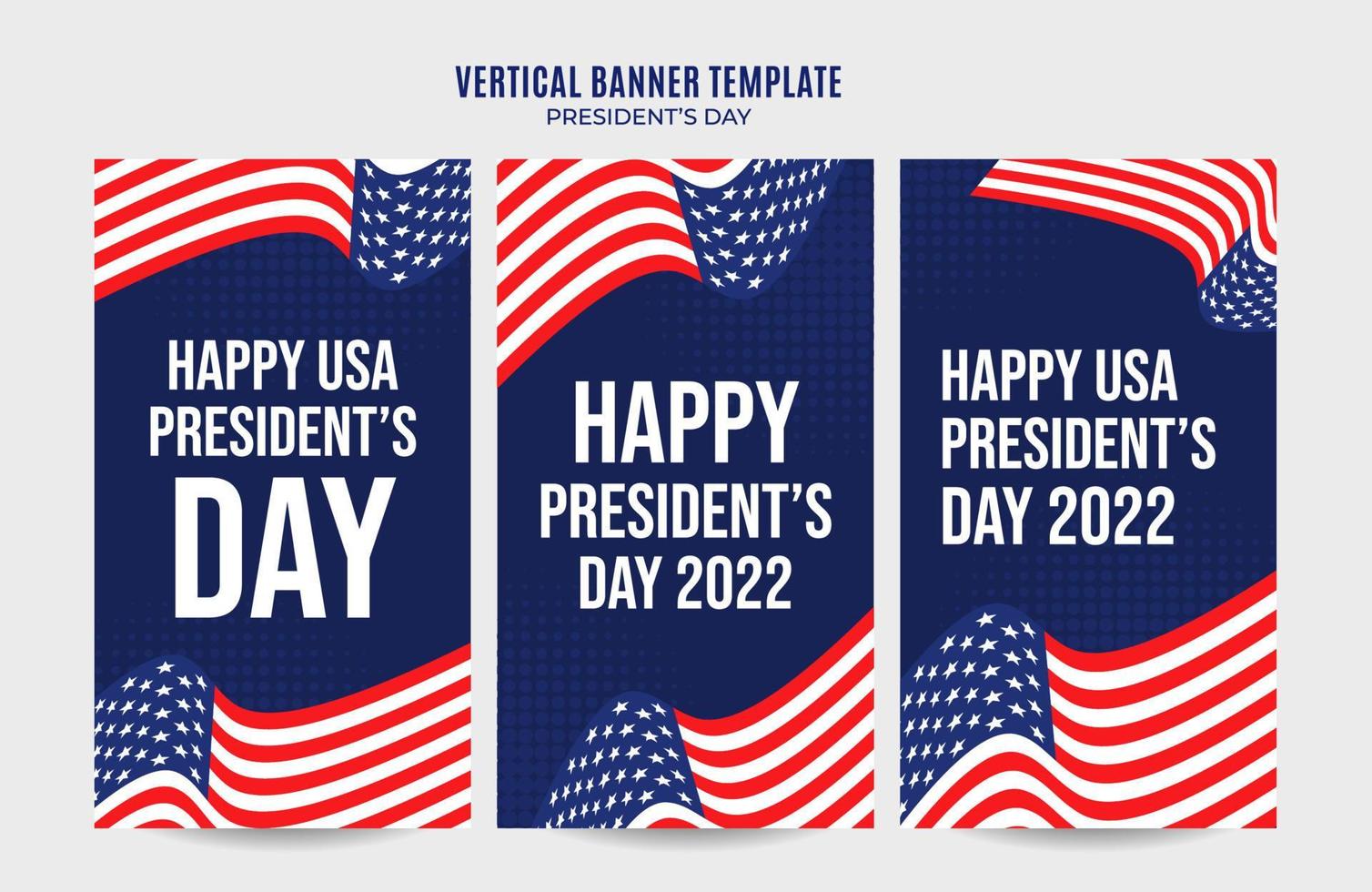 feliz dia de los presidentes en estados unidos. feriado federal en estados unidos. celebrado en febrero. historia de instagram, póster vertical, banner web, área espacial y fondo vector