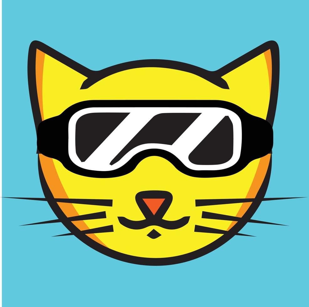 Cute cat face logo or icon game vector