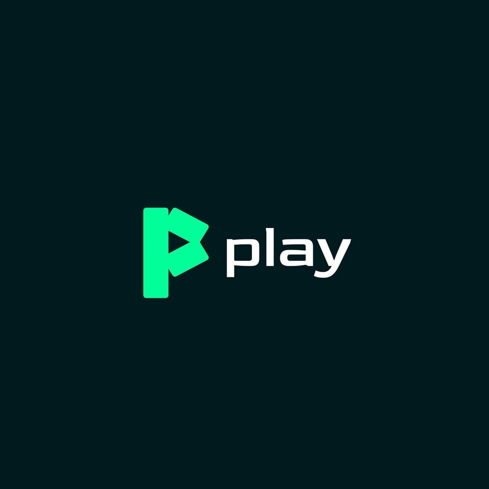 P Play Negative Space  logo design vector