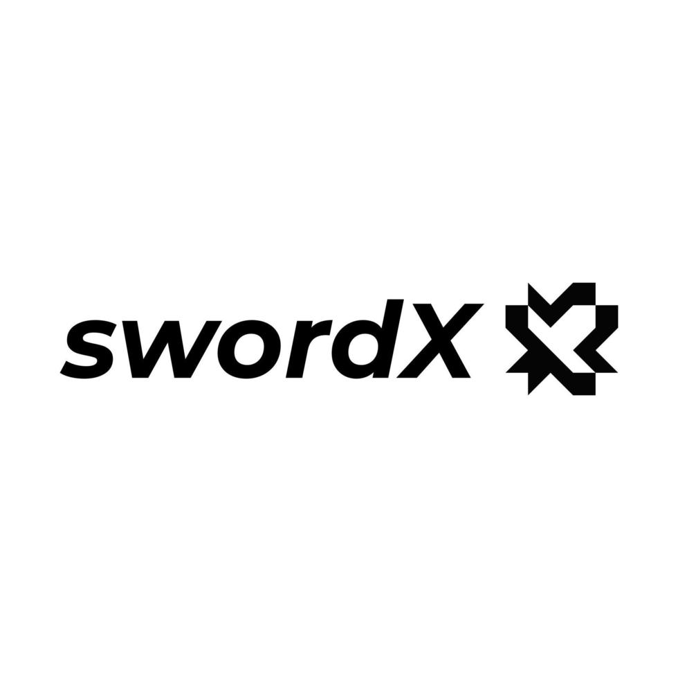 Negative Sword x simple logo design vector