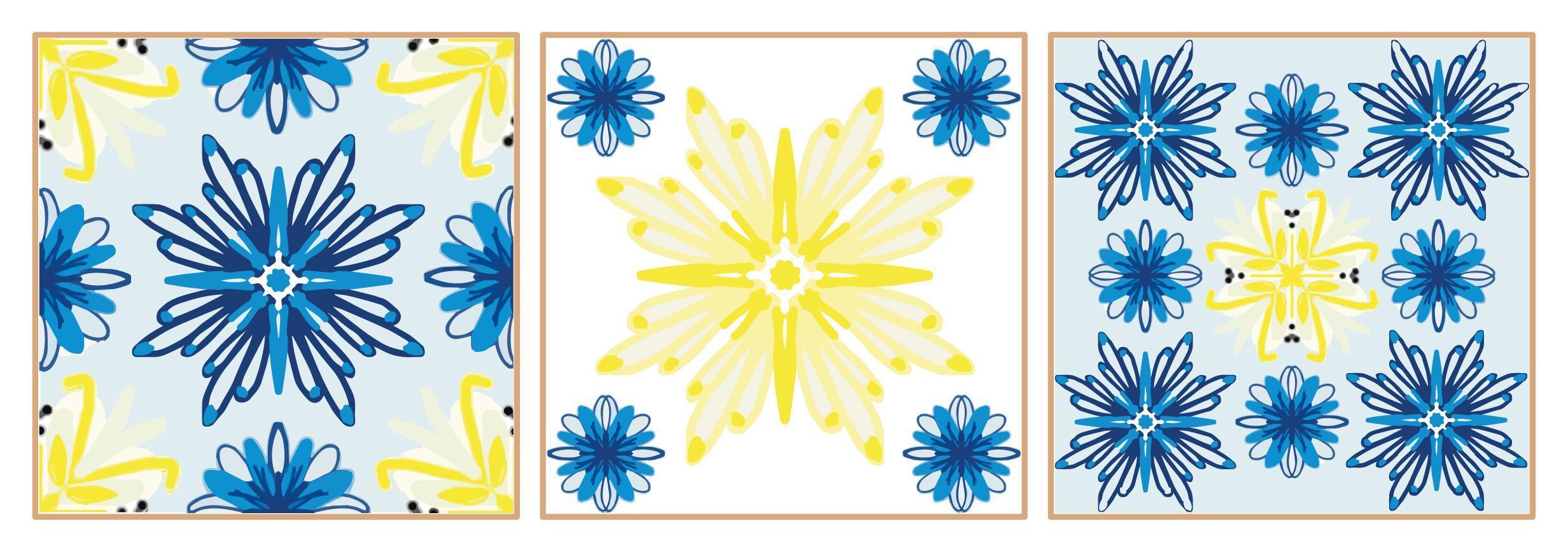 Azulejo portugal tile style blue and yellow color vector