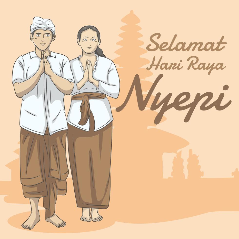 Nyepi day. Indonesia Bali vector