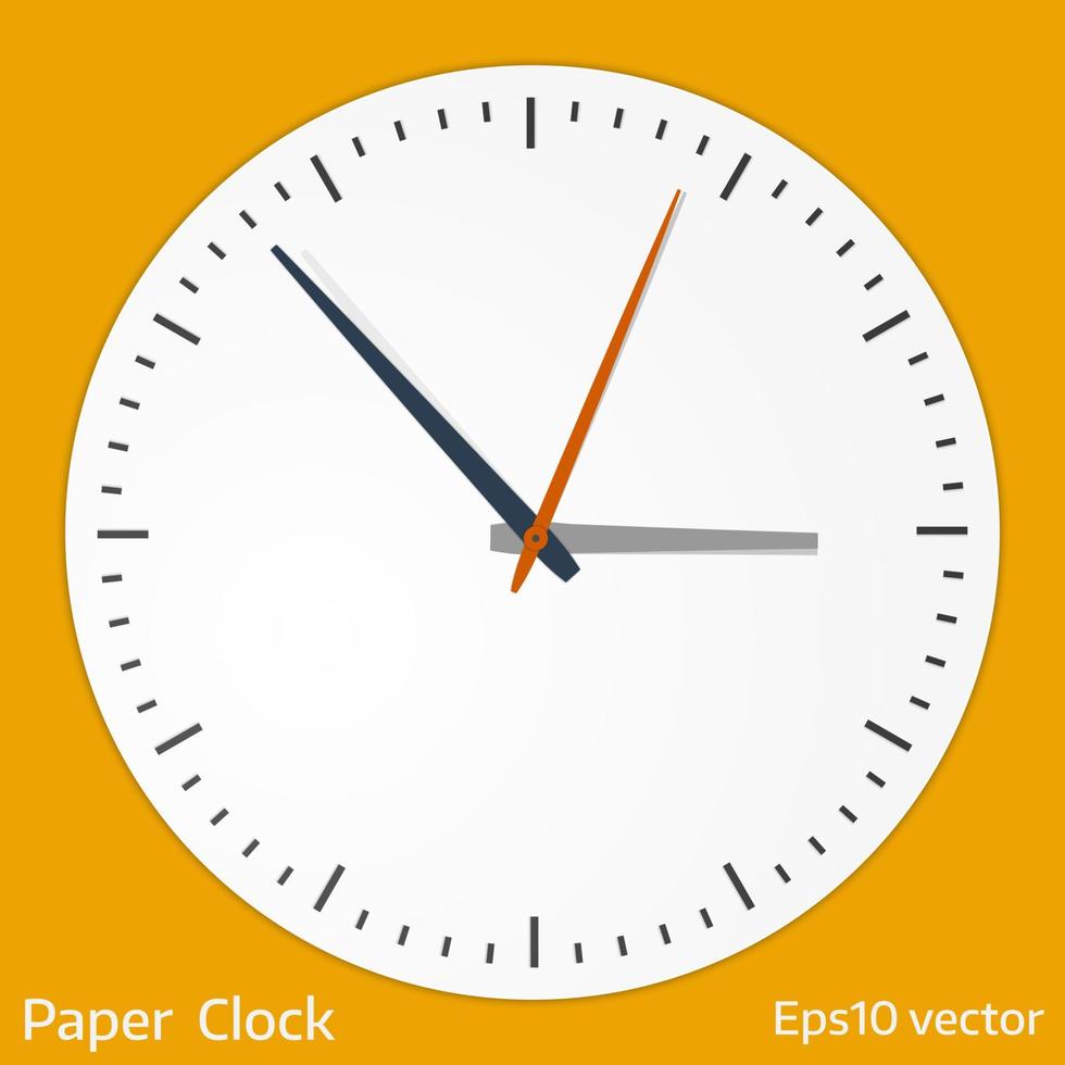 icono de reloj de papel de vector 3d moderno