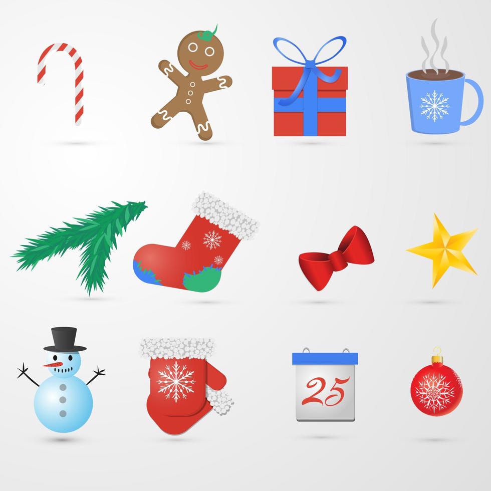 conjunto de iconos decorativos de Navidad. vector