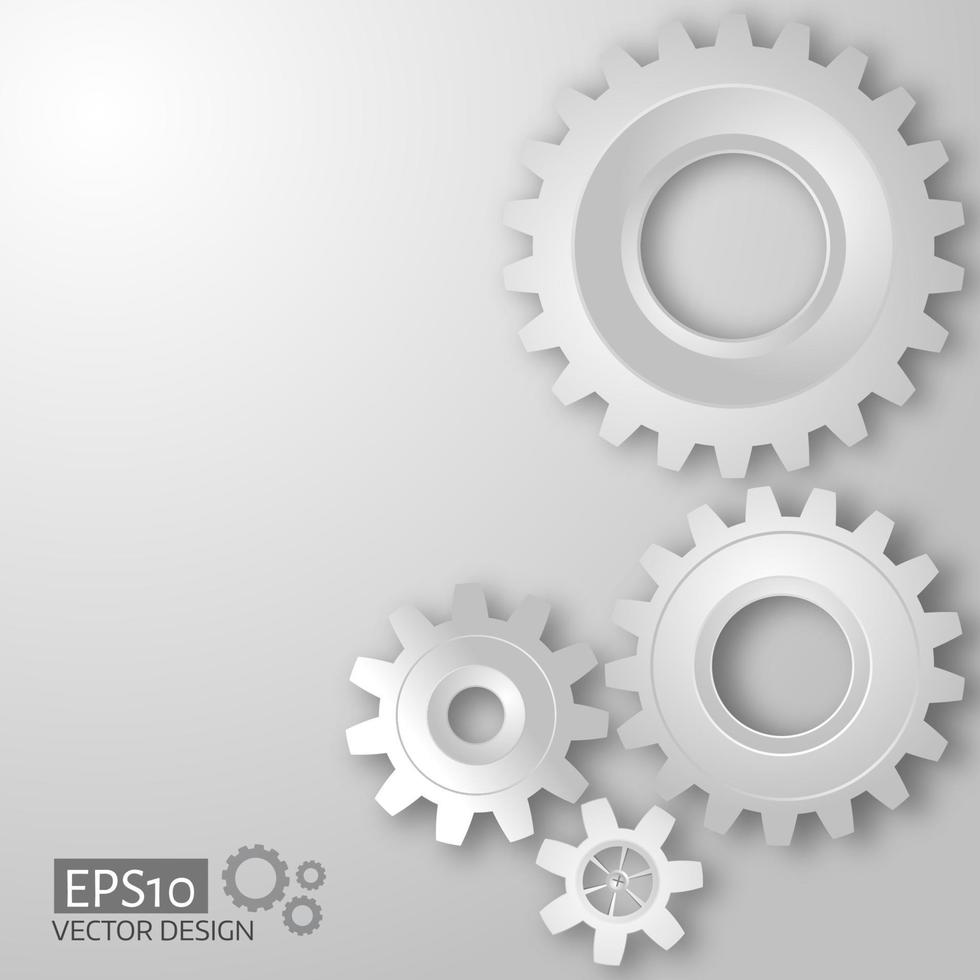 White gears on the grey background. vector