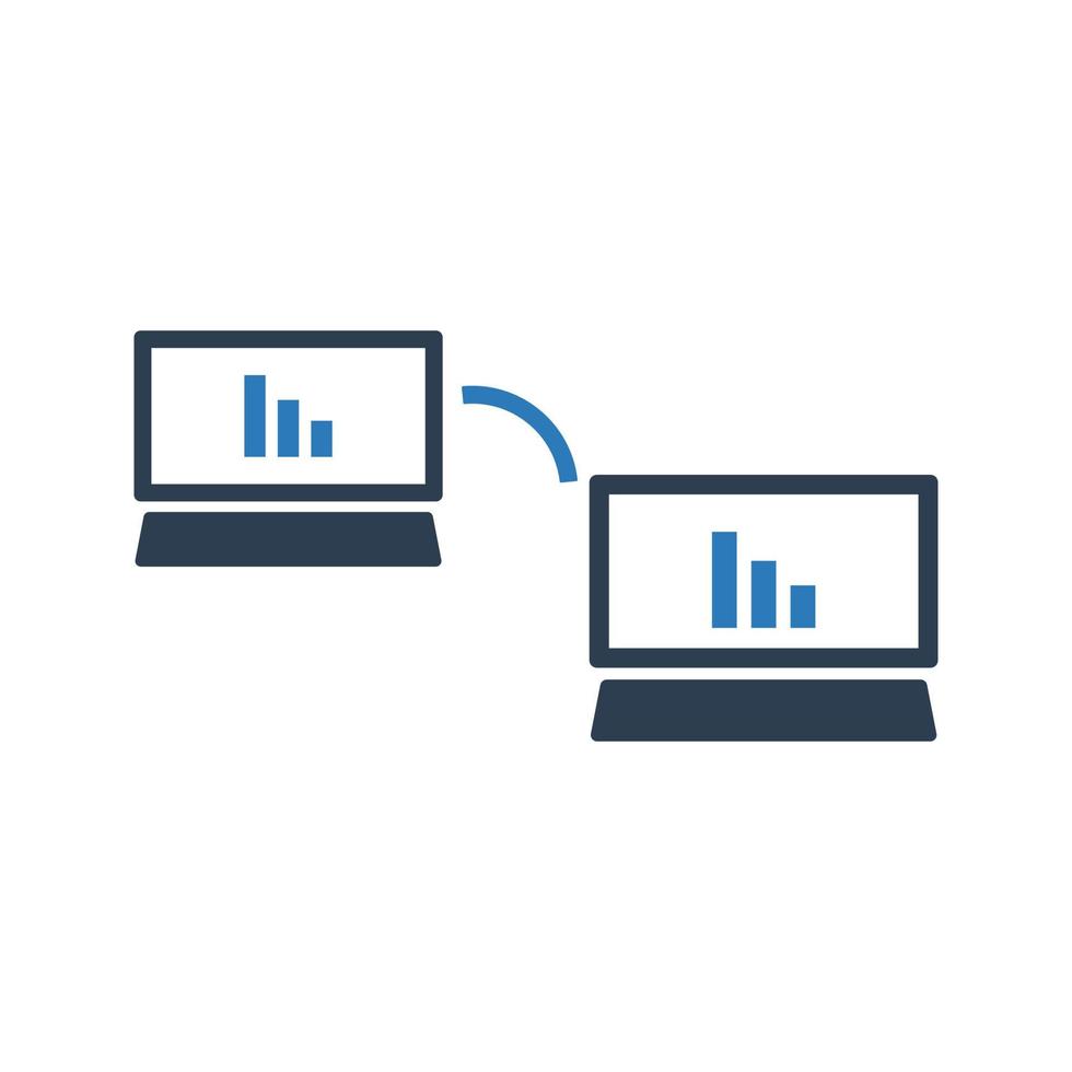 conexión de pc a pc, icono de transferencia de datos de computadora vector