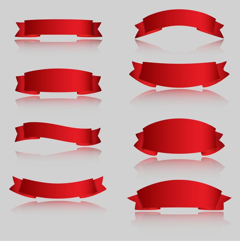 Realistic Red Glossy vector ribbons with a stripe for your design project