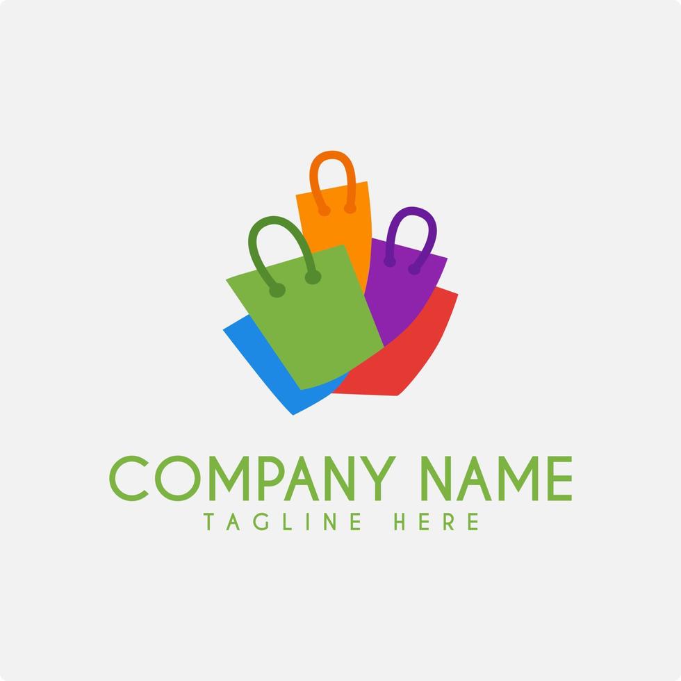 ilustración de vector de icono de bolsa de compras colorida para diseño de logotipo de tienda de tienda de comercio