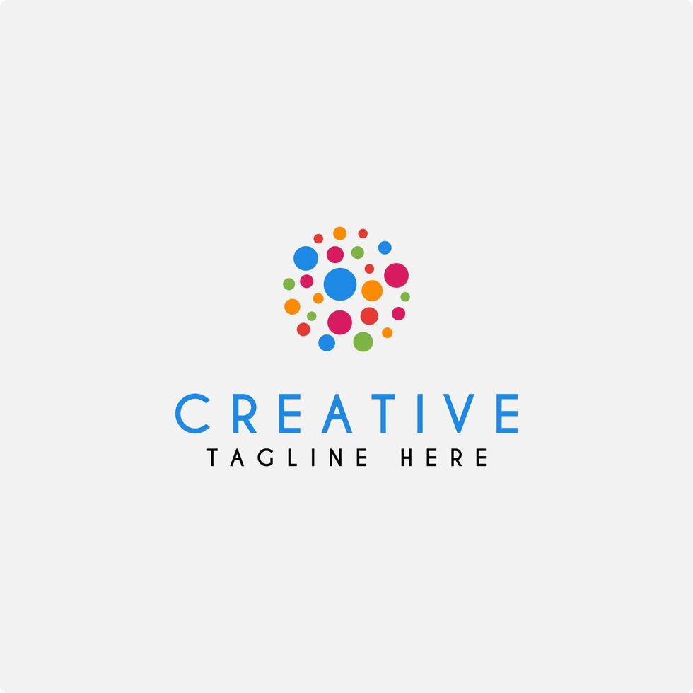 Abstract Technology Logo Design Template with Colorful Circle Dots Shape vector