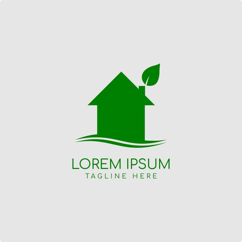 Simple Eco Green House Logo Design Template vector