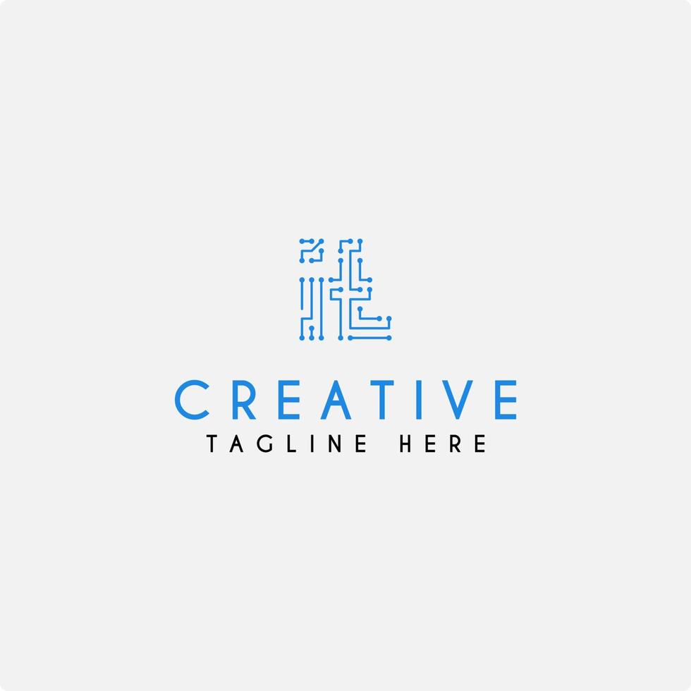 Abstract Technology Logo Design with IT Initial Letter vector