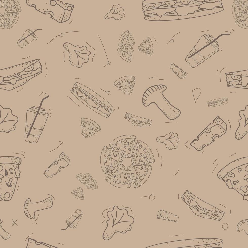pattern seamless set of fast food and drink doodle vintage style. vector illustration eps10