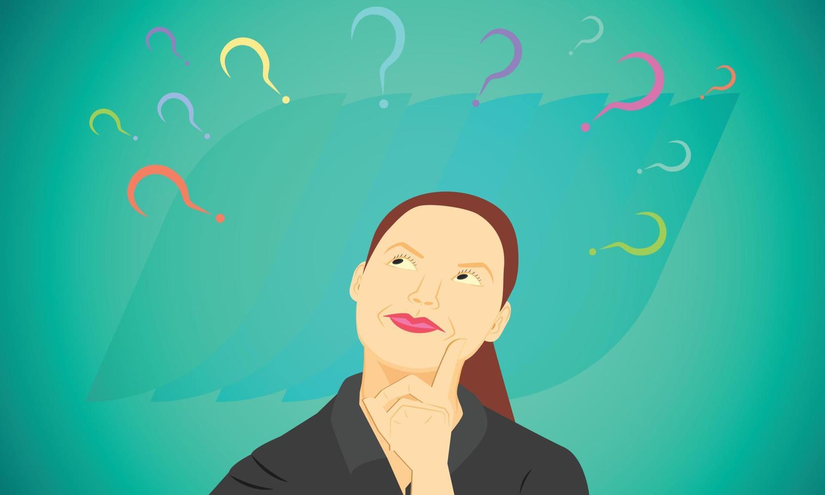 woman thinking to get an ideas concept. vector illustration eps10