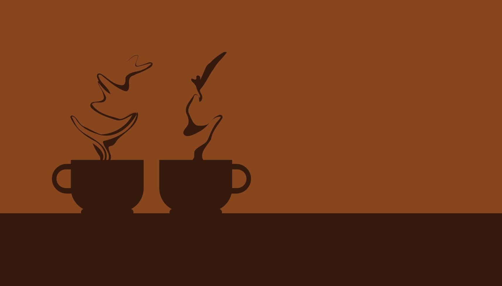 silhouette two coffee cup with beautiful smoke. take a break with your favorite drink.  vector illustration eps10